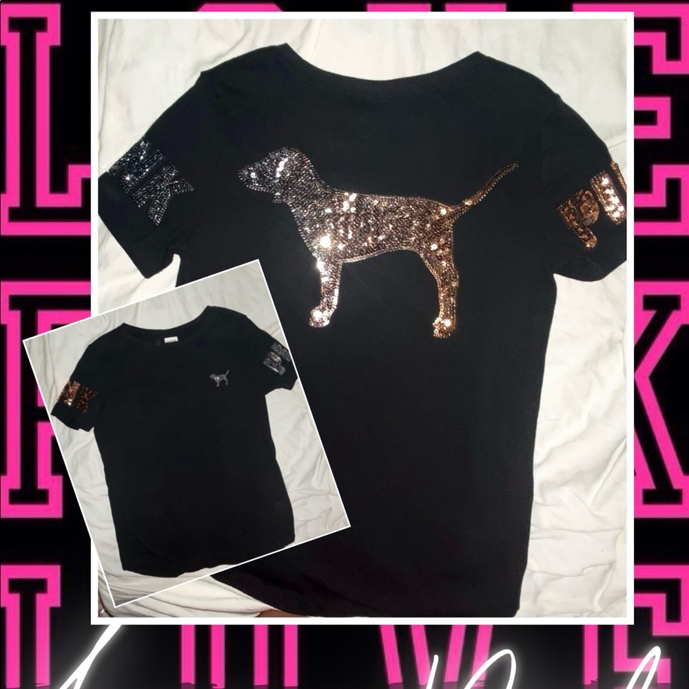 Vs PINK two-toned bling tee